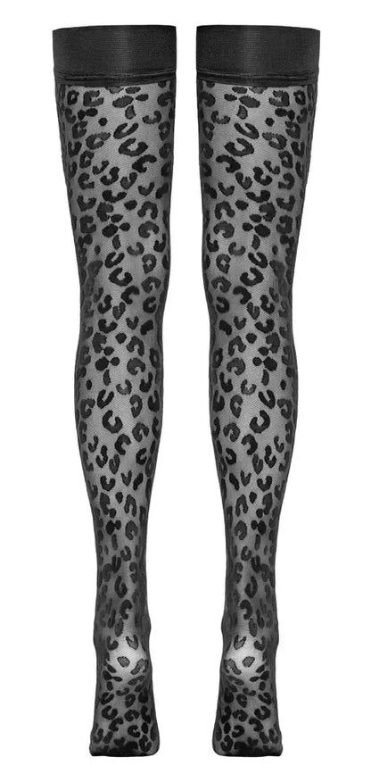 „Cottelli Legware“ kojinės virš kelių su leopardo raštu, 30 DEN, su silikonu viršuje