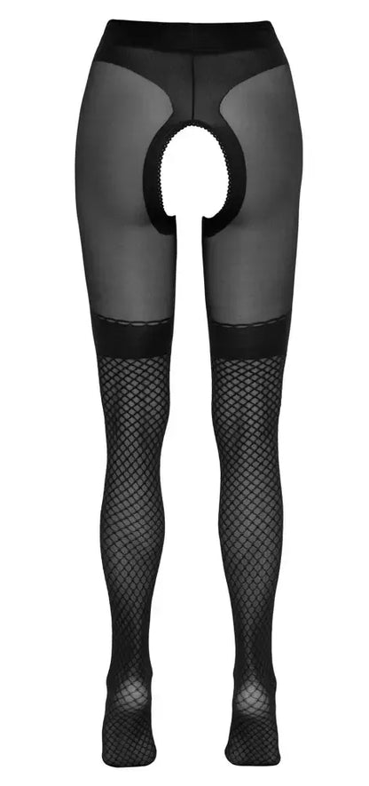 Cottelli LEGWARE pėdkelnės su tinklelio imitacijos „overknee“ efektu, 30 denų, juodos, Oeko-Tex, M/L
