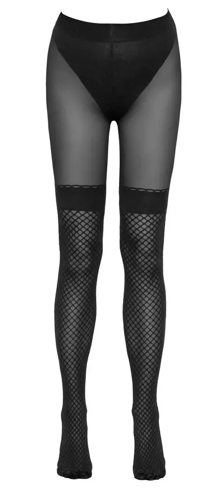 Cottelli LEGWARE pėdkelnės su tinklelio imitacijos „overknee“ efektu, 30 denų, juodos, Oeko-Tex, M/L