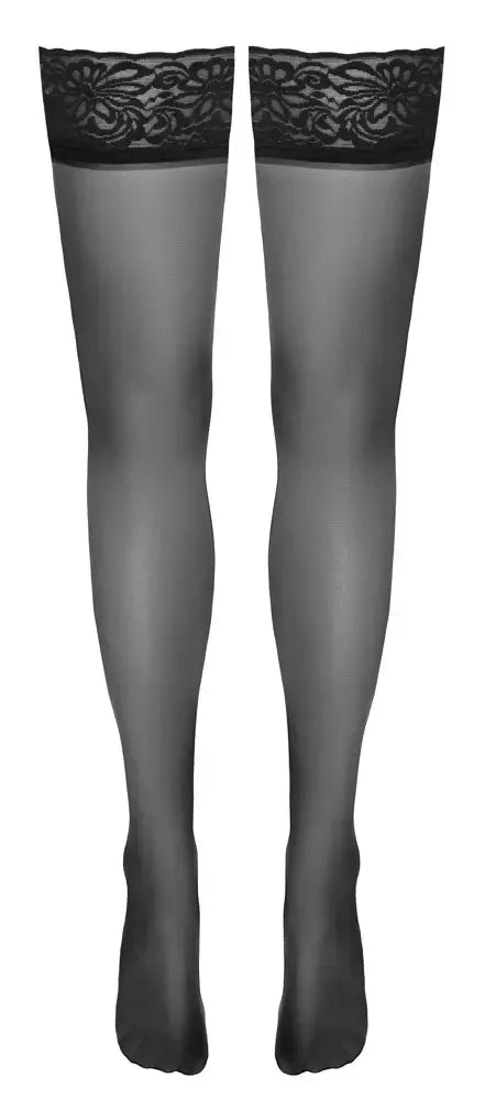 Cottelli LEGWARE su siūle palaikomos kojinės su nėrinių apdaila 20 DEN juodos