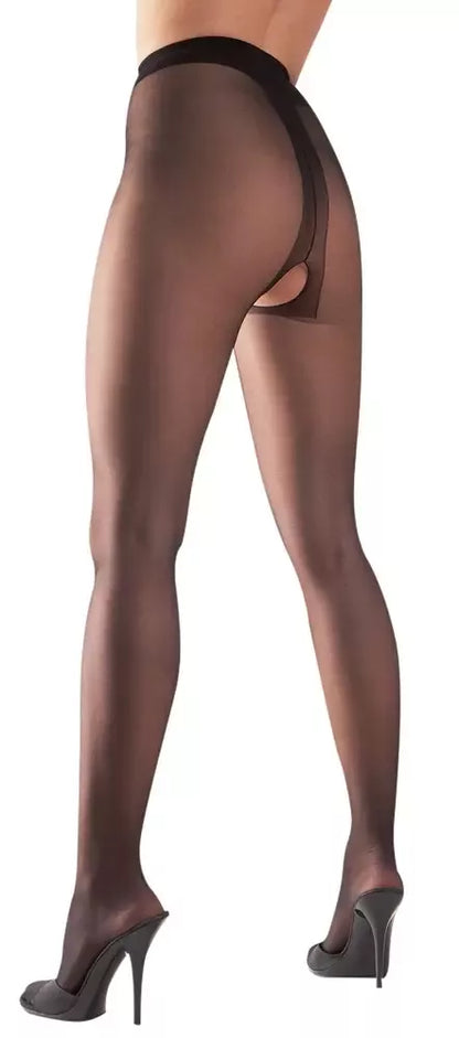 Cottelli LEGWEAR 20 denų permatomos juodos pėdkelnės atviru tarpukoju, 4 dydis