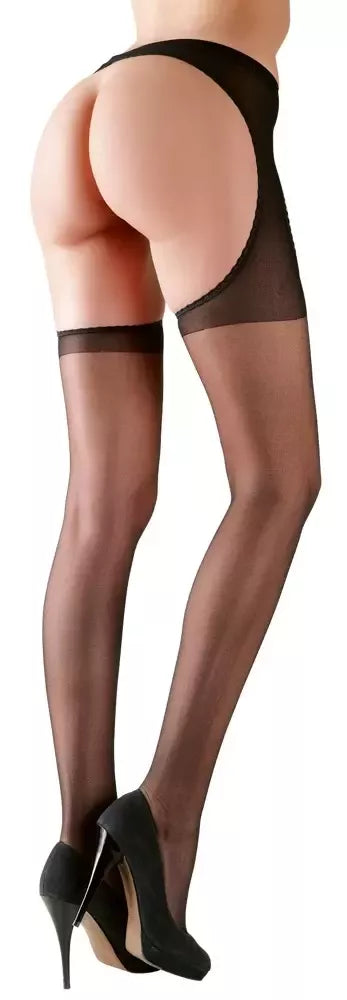Cottelli LEGWEAR aksominės pėdkelnės su atviru klynu, S/M, juodos