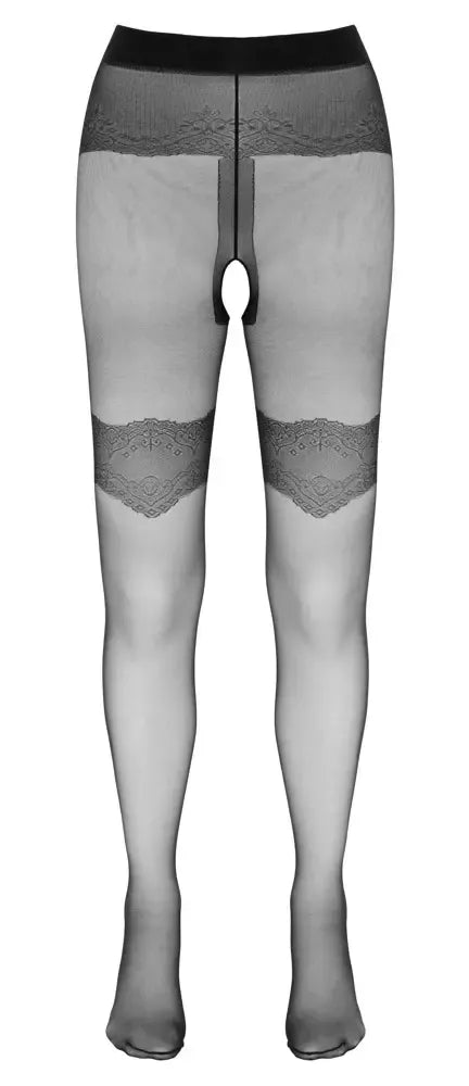 Cottelli LEGWEAR atviro tarpkojo pėdkelnės su dirželiais, juodos spalvos, 4 dydis
