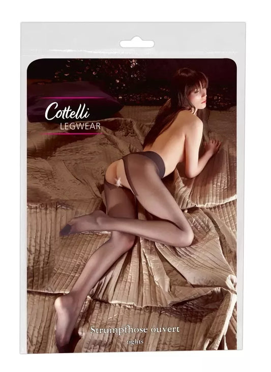 Cottelli Legwear atviro tarpukojo pėdkelnės, juodos, 1 dydis, lankstus prigludimas