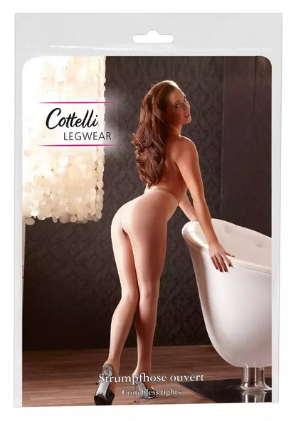 Cottelli Legwear Elegant Satin Sheer Open Tights pėdkelnės, odos spalvos, S dydžio, 20 denų