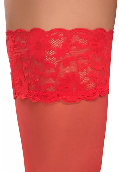 Cottelli LEGWEAR raudonos kojinės su nėriniuotu viršumi, 20 den, M/L dydis