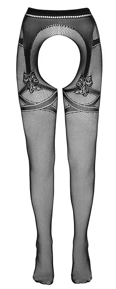 Cottelli LEGWEAR S/M Tinklinės pėdkelnės su prisegamomis kojinėmis ir siūle nugaroje, juodos