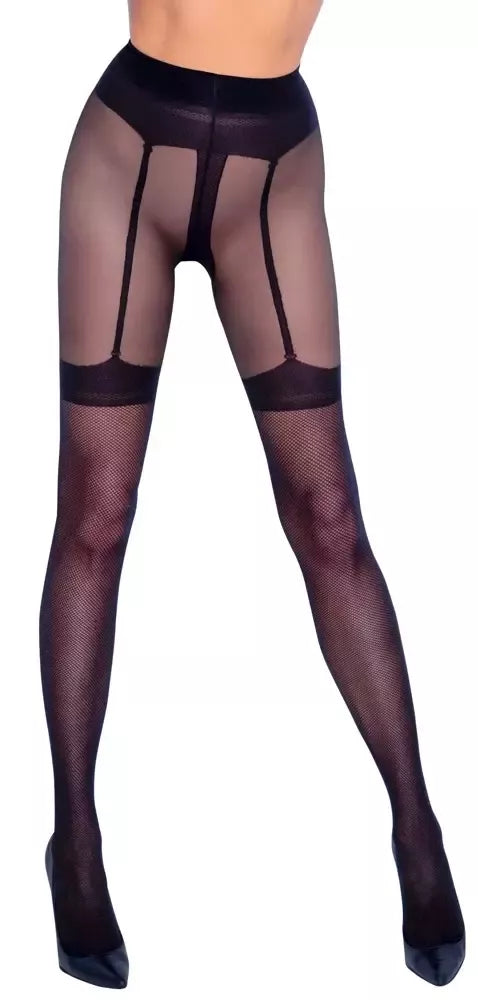 „Cottelli Legwear“ tinklinės pėdkelnės be klyno su integruotu diržu, 30 denų
