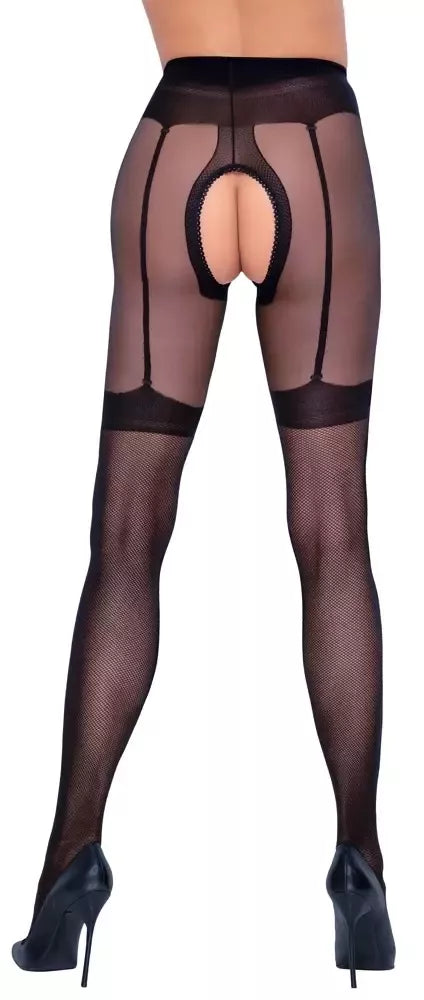 „Cottelli Legwear“ tinklinės pėdkelnės be klyno su integruotu diržu, 30 denų