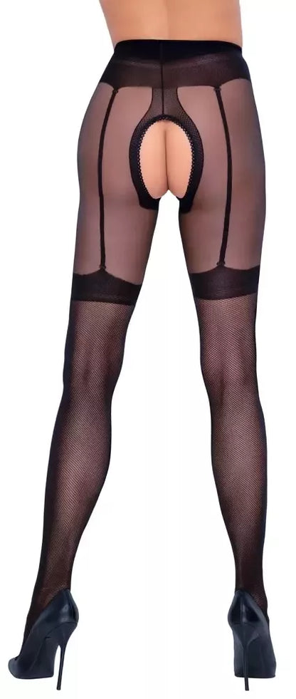 „Cottelli Legwear“ tinklinės pėdkelnės be klyno su integruotu diržu, 30 denų