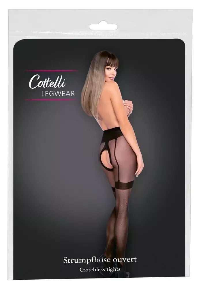 „Cottelli Legwear“ tinklinės pėdkelnės be klyno su integruotu diržu, 30 denų
