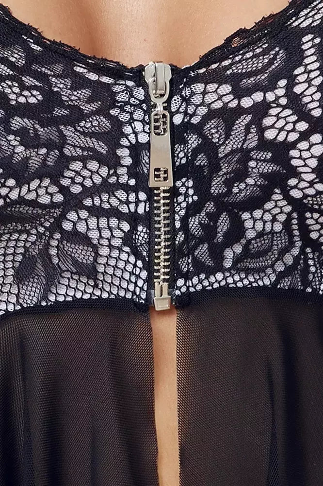 Cottelli Lingerie Babydoll tipo naktinukai ir kelnaičių rinkinys, S dydis, juoda/balta spalva, nėriniai, reguliuojamos petnešėlės