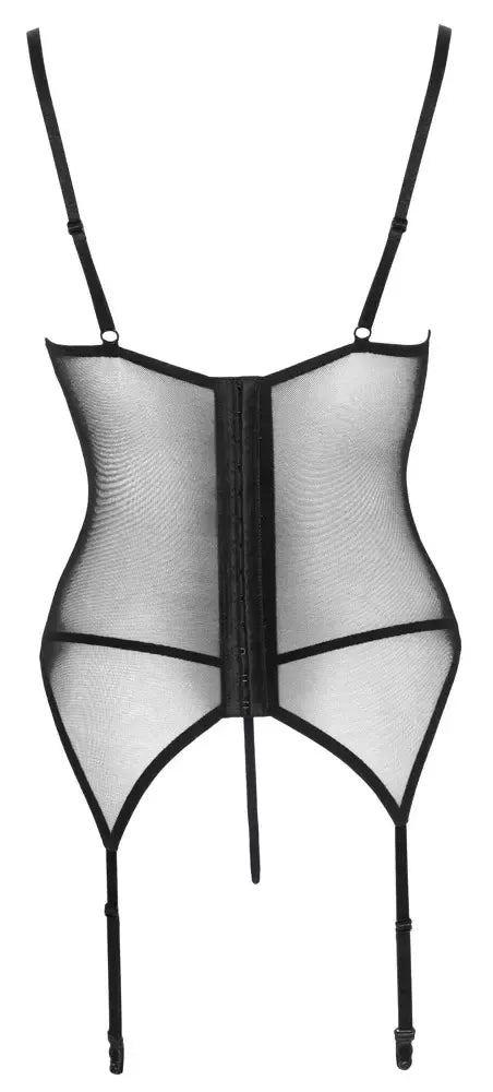 Cottelli Lingerie Basque Red/Black S – nėrinių ir „powernet“ dizainas