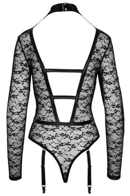 Cottelli LINGERIE Body Lace XL – elegantiškas nėriniuotas bodis su dirželių detalėmis
