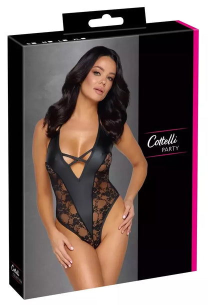 Cottelli Lingerie Body Matte Look & Lace, juoda, L dydis