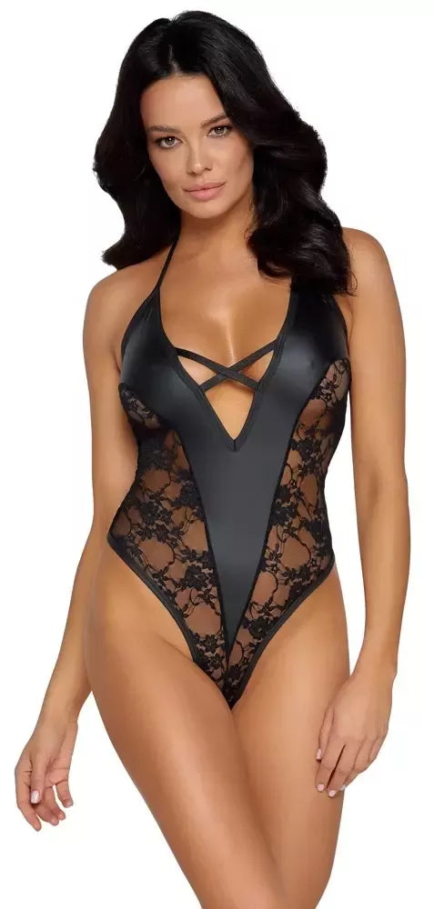 Cottelli Lingerie Body Matte Look & Lace, juoda, L dydis