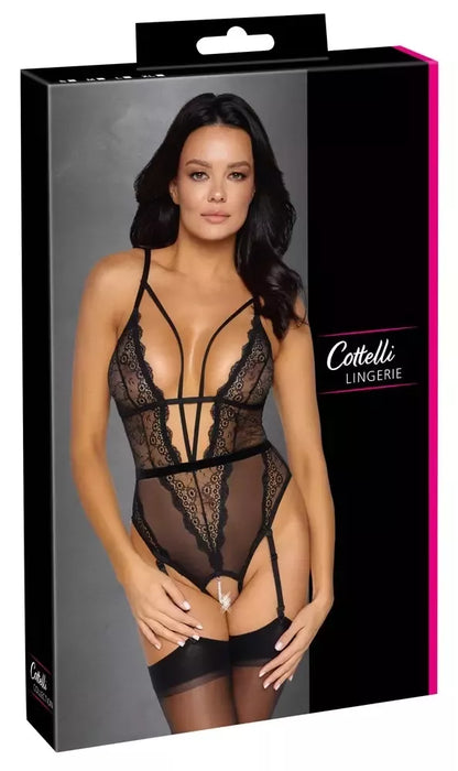 Cottelli Lingerie Body Pear S String – peršviečiami nėriniai ir nuimama perlų grandinėlė
