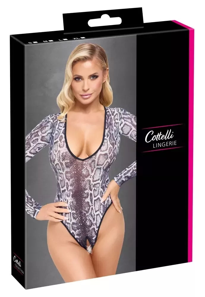Cottelli Lingerie Body Snake L permatomas powernet gyvatės odos raštas