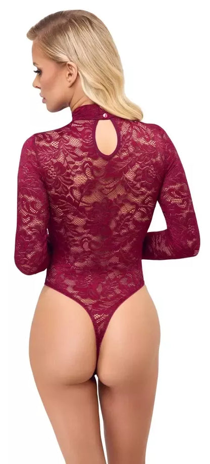 Cottelli Lingerie Bordo raudonų nėrinių bodis S – dekoratyvinis dizainas
