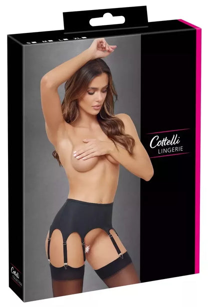 Cottelli Lingerie diržas kojinėms Matte Black S – 8 reguliuojami dirželiai