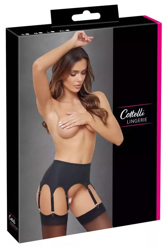 Cottelli Lingerie diržas kojinėms Matte Black S – 8 reguliuojami dirželiai