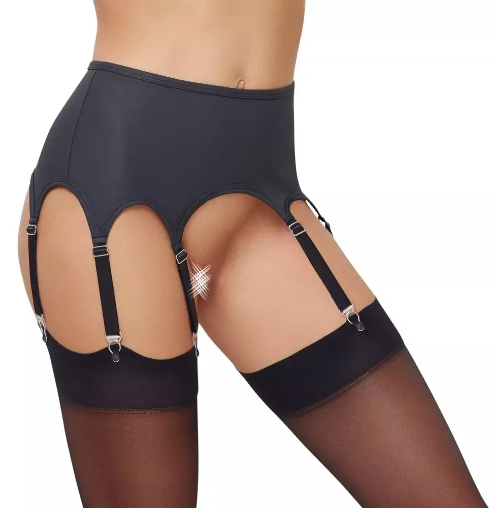 Cottelli Lingerie diržas kojinėms Matte Black S – 8 reguliuojami dirželiai