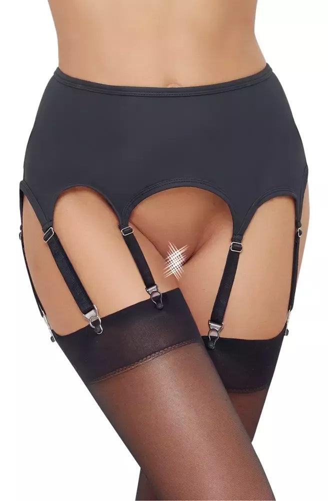 Cottelli LINGERIE kojinių laikiklis 4x XL, matinis juodas, 8 reguliuojami dirželiai