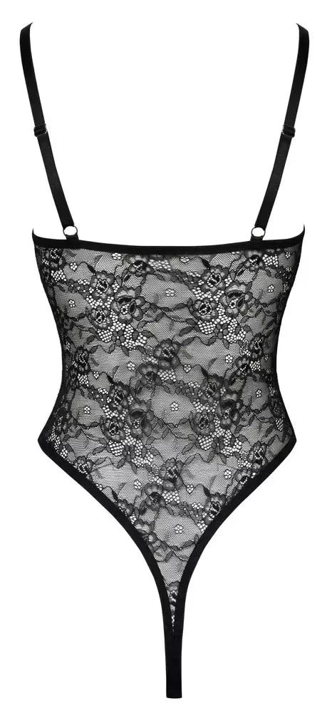 Cottelli Lingerie Lace Body XL reguliuojamos petnešėlės, juodas, gėlėtas