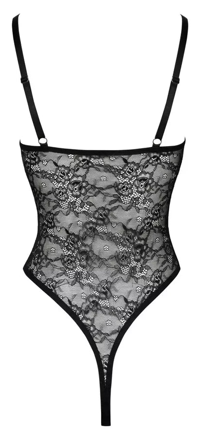 Cottelli Lingerie Lace Body XL reguliuojamos petnešėlės, juodas, gėlėtas