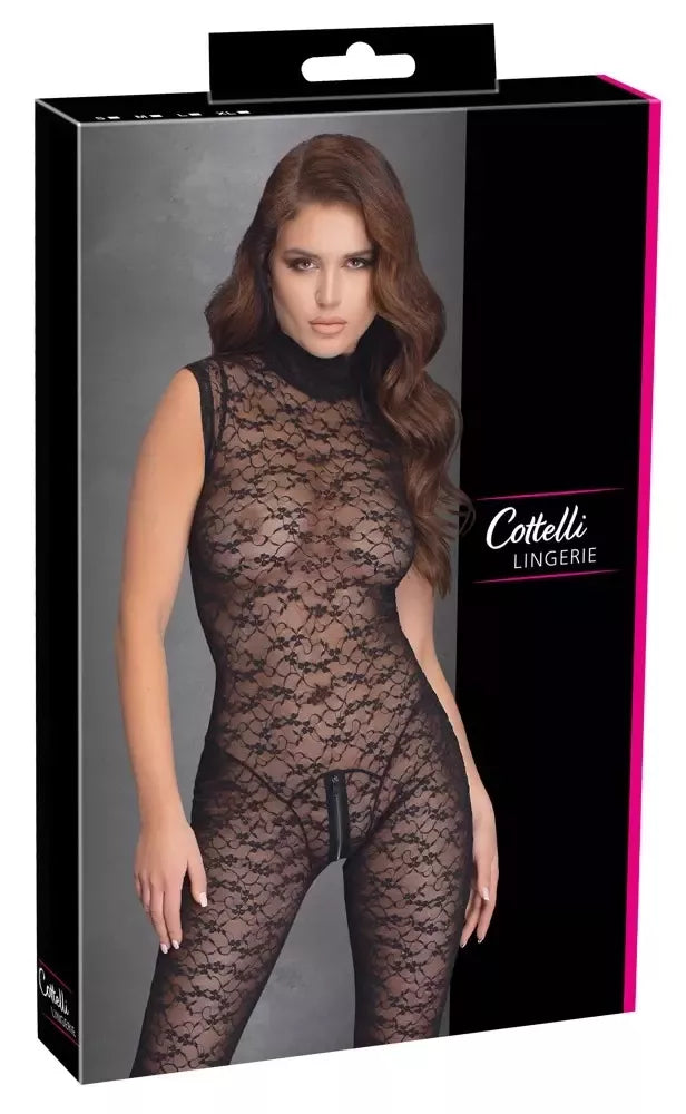 Cottelli Lingerie nėriniuotas kombinezonas L – minkštas, pusiau permatomas, berankovis dizainas