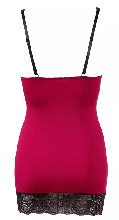 Cottelli Lingerie raudona suknelė su juodais nėriniais M reguliuojama