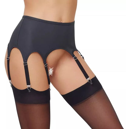 Cottelli LINGERIE Suspender Belt 4x matinė juoda, dydis L, 8 dirželiai