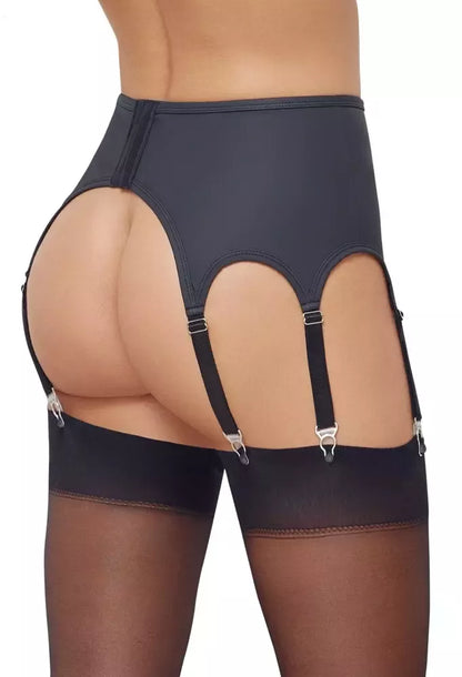 Cottelli LINGERIE Suspender Belt 4x matinė juoda, dydis L, 8 dirželiai