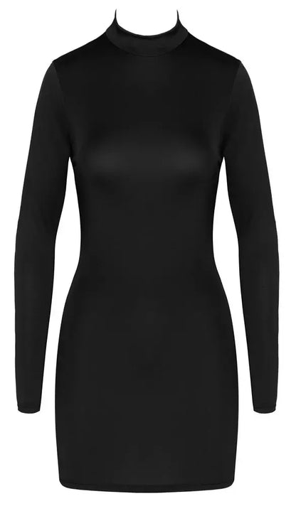 Cottelli PARTY Dress Chains XL Black - suknelė su grandinėlių detalėmis nugaroje, tamri