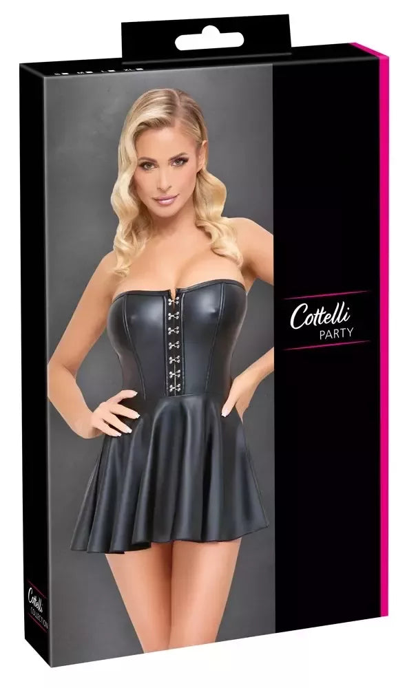 Cottelli PARTY juoda mini korsetinė suknelė su sidabrinėmis kabliukų detalėmis, S dydis