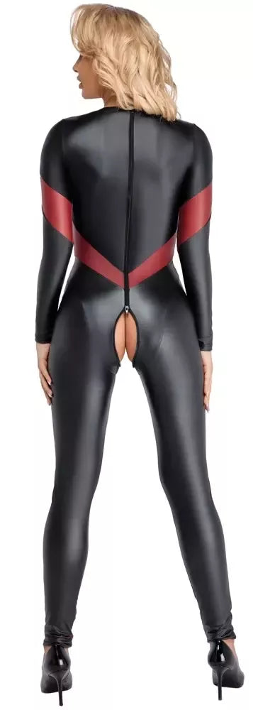 Cottelli PARTY kombinezonas Black-Red S – matinis efektas, grandinėlės detalė