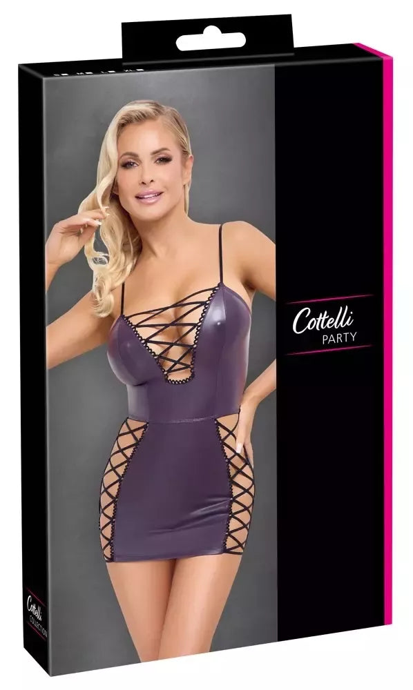 Cottelli Party Mini Dress XL violetinė matinė su reguliuojamais raišteliais