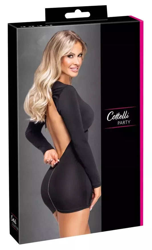 Cottelli PARTY mini suknelė atvira nugara, juoda, XL, reguliuojama iškirptė