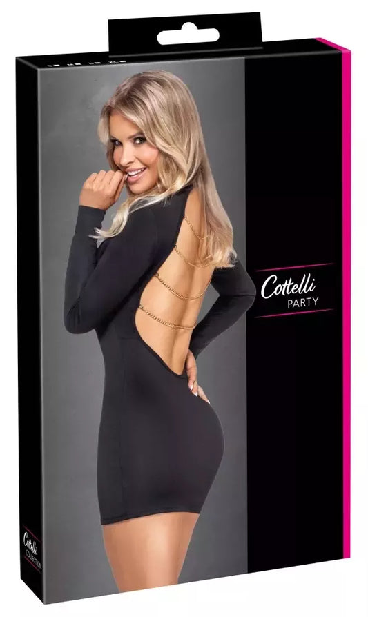 Cottelli PARTY mini suknelė su nuimamomis auksinėmis grandinėlėmis, juoda, M