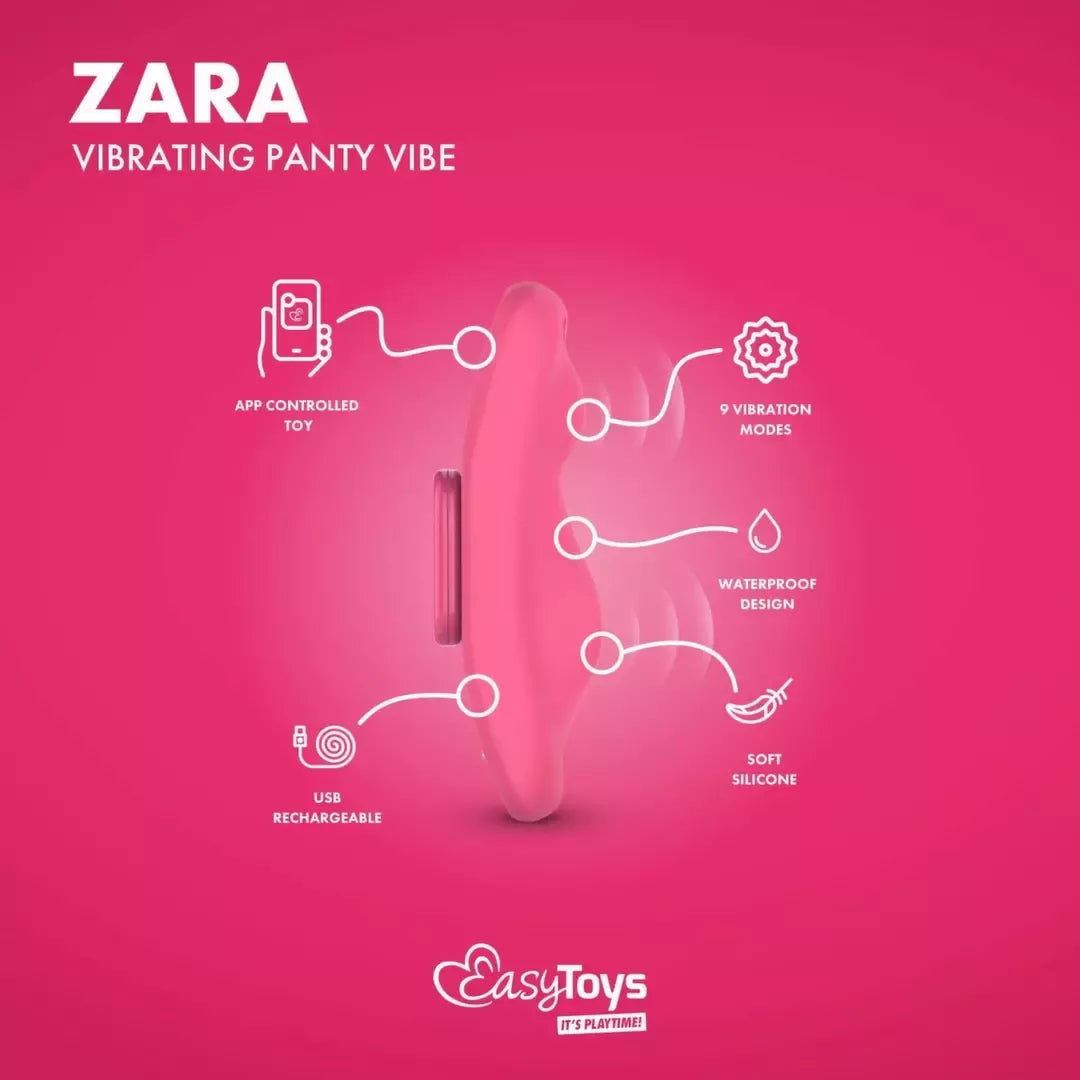 EasyConnect Zara nuotoliniu būdu valdomas kompaktiškas vibro-prietaisas – su magnetiniu spaustuku, juodas