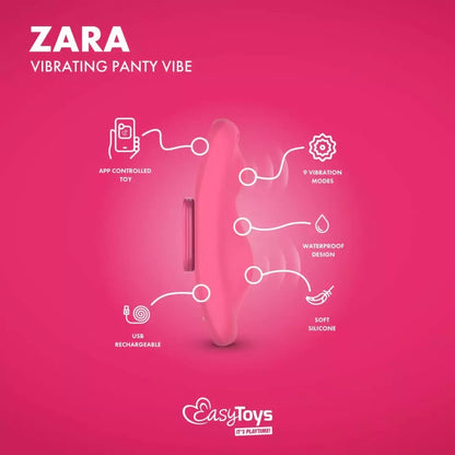 EasyConnect Zara nuotoliniu būdu valdomas kompaktiškas vibro-prietaisas – su magnetiniu spaustuku, juodas