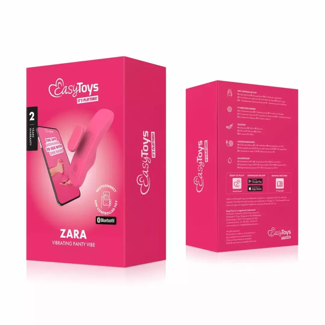 EasyConnect Zara nuotoliniu būdu valdomas kompaktiškas vibro-prietaisas – su magnetiniu spaustuku, juodas
