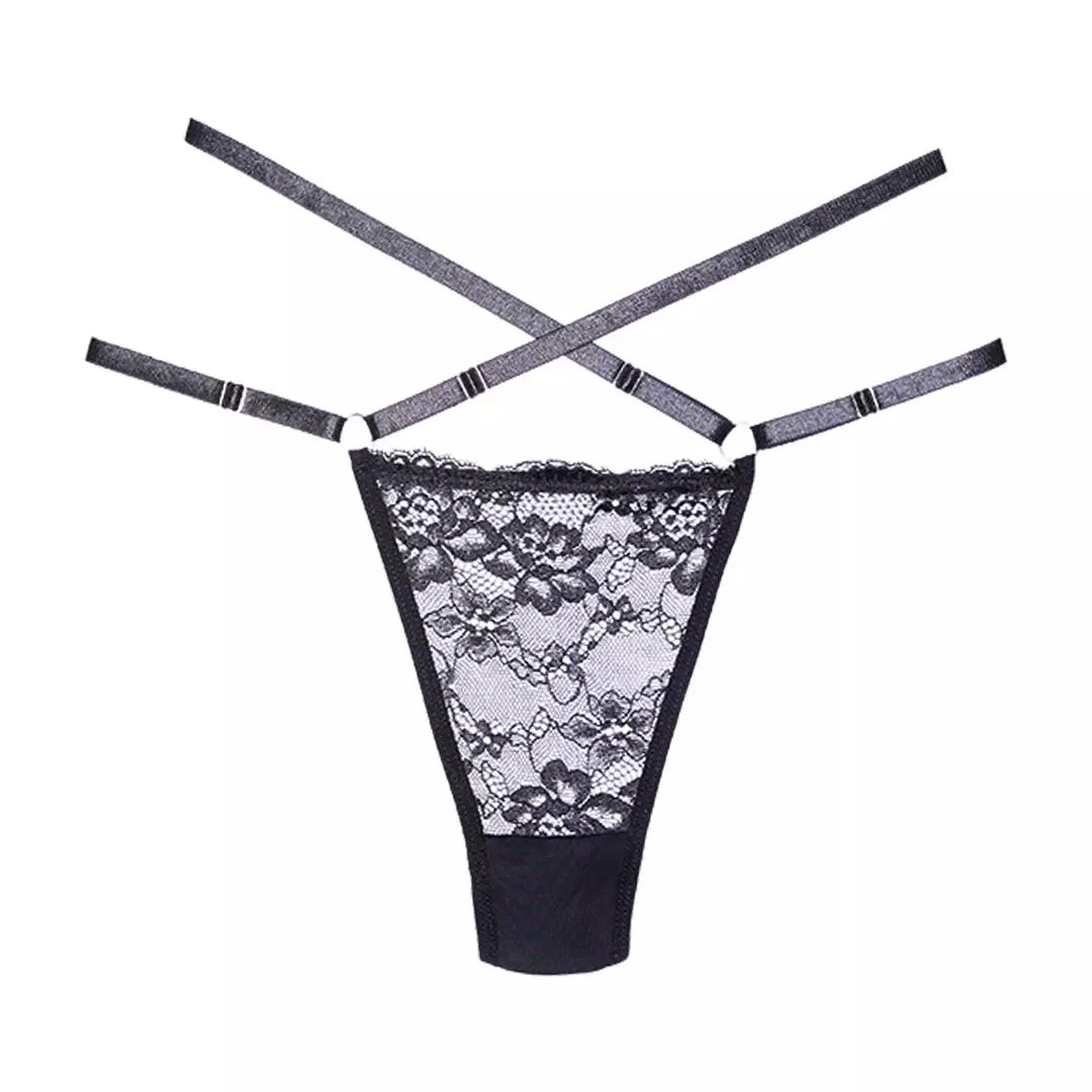 Fantasy Lingerie Cherished Lace & Mesh reguliuojamo dydžio (OS) kelnaitės, juodos