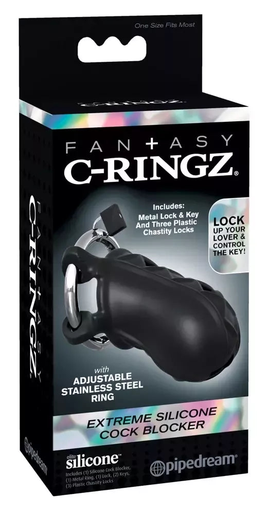 FCR Extreme Silicone Chastity System reguliuojama 9,5 cm juoda