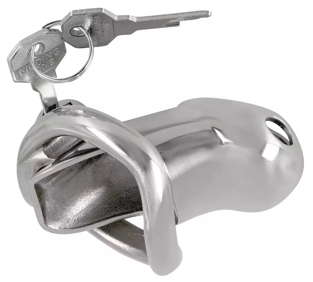 Fetish Collection Chastity Cage II nerūdijančio plieno trumpa užrakinama sistema