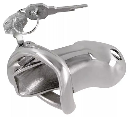 Fetish Collection Chastity Cage II nerūdijančio plieno trumpa užrakinama sistema