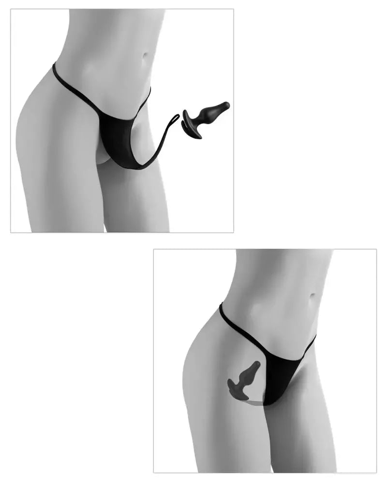 HookUp Panties Secret Gem XL-XXL nėriniuotas intymios aprangos komplektas su dekoratyviniu kaiščiu