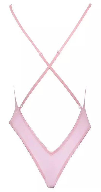 Kissable Embroidered Floral Body S/M rožinis su reguliuojamomis petnešėlėmis