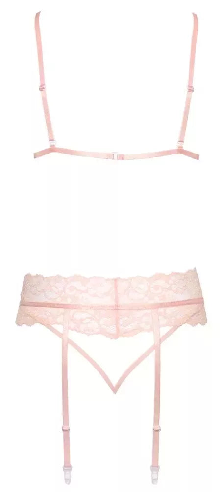 Kissable Rose L/XL trijų dalių apatinio trikotažo rinkinys su diržu kojinėms ir nėrinių detalėmis