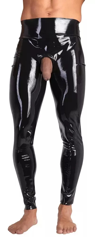LateX 2XL vyriškos latekso tamprės su anatomine anga, juodos
